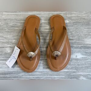 🆕 Calypso St. Barth Brown Sandals with Shell Accent